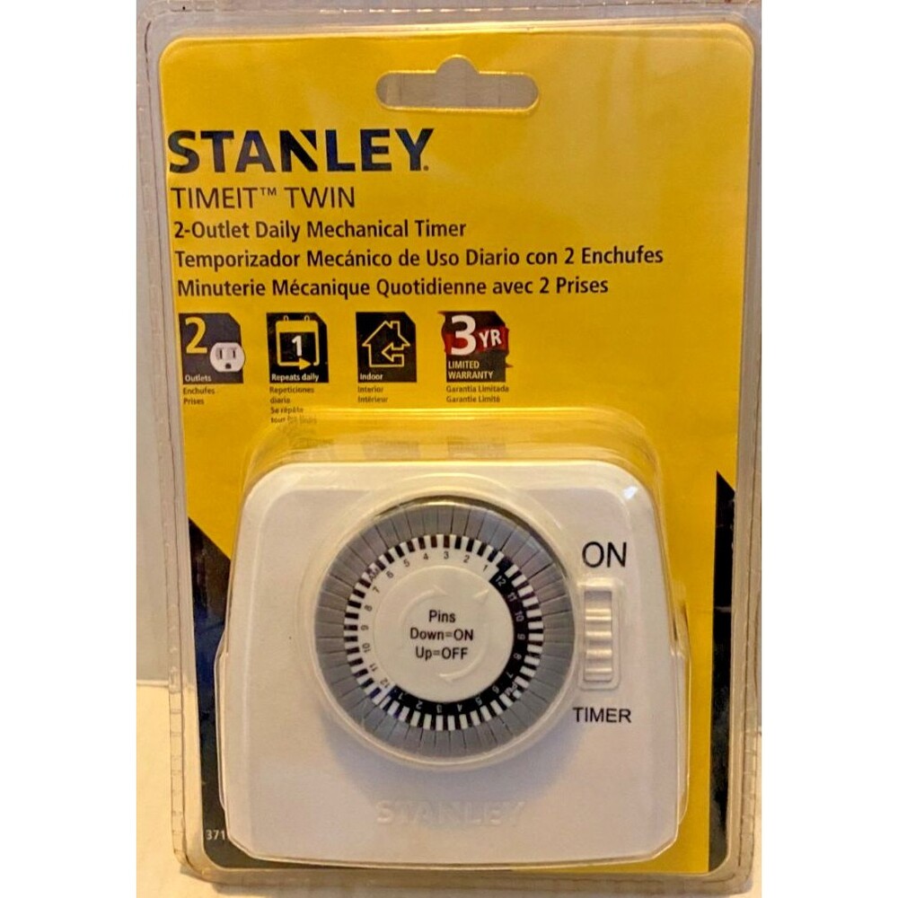 Mechanical Timer Stanley TimeIt Twin 2 Outlet 24 Hour Mechanical Timer Christmas